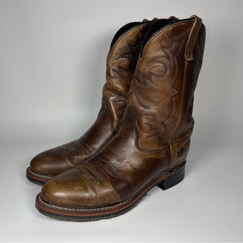 Double H Men's Brown Leather Roper Cowboy Western Boots Size 10.5 D DH3599 USA